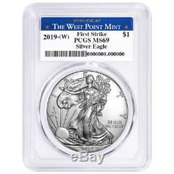 2019 (W) $1 American Silver Eagle PCGS MS69 First Strike West Point Label
