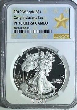 2019 W $1 Congratulations Set Ngc Pf70 Ultra Cameo Silver American Eagle Star Lb