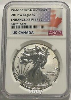 2019 W $1 Enhanced Reverse Proof Ngc Pf69 Silver Eagle Pride Of Two Nations