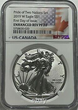 2019 W $1 Enhanced Reverse Proof Ngc Pf70 Fdoi Silver Eagle Pride Of Two Nations