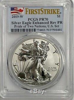 2019 W $1 Enhanced Reverse Proof Pcgs Pr70 Fs Silver Eagle Pride Of Two Nations