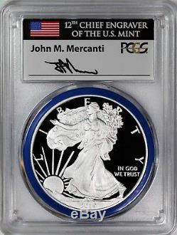 2019 W $1 Proof Silver Eagle PCGS PR70 DCAM First Day Mercanti Mint Engraver