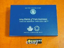 2019 W Enhanced Reverse Proof Silver Eagle Maple Leaf Pride Of Two Nations Set