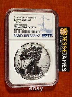 2019 W Enhanced Reverse Proof Silver Eagle Ngc Pf70 Er From Pride Of Nations Set