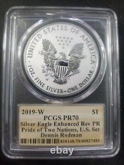2019 W Pcgs Enhanced Rev Pr70 Dennis Rodman Pride Of Two Nations Silver Eagle $1