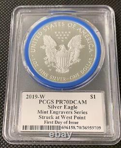 2019 W Proof Silver Eagle Pcgs Pf70 First Day Of Issue (fdoi) Mercanti Signed
