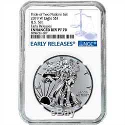 2019-W Reverse Proof $1 American Silver Eagle NGC PF70 Blue ER Label Pride of Tw
