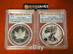 2019 W Silver Eagle Pcgs Pr70 Pride Of Two Nations First Day Of Issue Canada Set