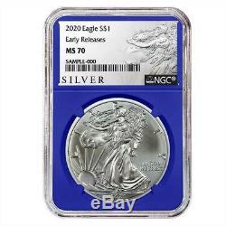 2020 $1 American Silver Eagle 3pc. Set NGC MS70 FDI First Label Red White Blue