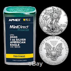 2020 1 oz Silver Eagles (20-Coin MD Premier + PCGS FS Tube) SKU#196105