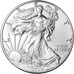 2020 American Silver Eagle 1 oz $1 5 Rolls 100 BU Coins in 5 Mint Tubes