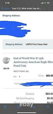 2020 End Of World War II 75th Anniversary American Eagle Silver Proof Coin