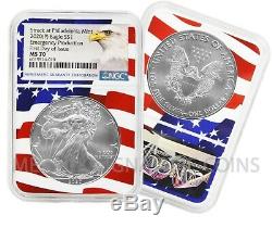 2020 (P) $1 American Silver Eagle NGC MS70 Emergency Issue Flagcore FDOI