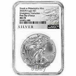 2020 (P) $1 American Silver Eagle NGC MS70 Emergency Production ALS FDI Label