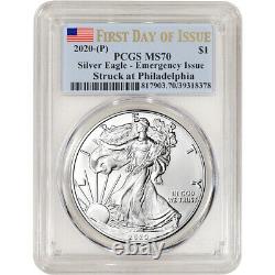 2020-(P) American Silver Eagle PCGS MS70 First Day of Issue Emergency Issue
