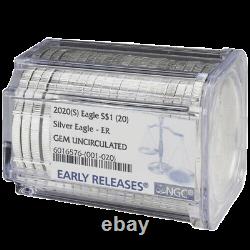 2020 (S) $1 American Silver Eagle NGC GEM BU Emergency (Roll of 20)