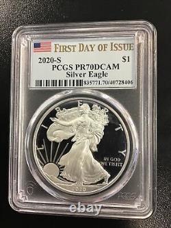 2020 S American Silver Eagle Pcgs Pr 70