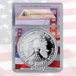 2020 S American Silver Eagle Proof PR70 DCAM Golden Gate Bridge Core