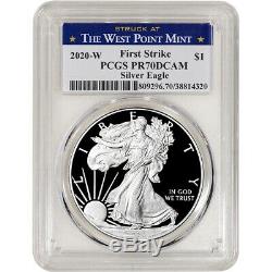 2020-W American Silver Eagle Proof PCGS PR70 DCAM First Strike West Point Label