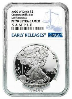 2020 W Congratulations Silver Eagle NGC PF70 Early Releases Blue Label