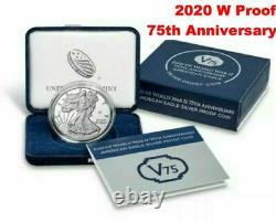 2020 W End of World War II 75th Anniversary American Eagle V75.999 Silver 20XF