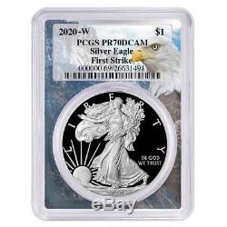 2020-W Proof $1 American Silver Eagle PCGS PR70DCAM First Strike Eagle Frame