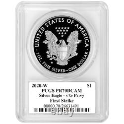 2020-W Proof $1 American Silver Eagle WWII 75th V75 PCGS PR70DCAM FS V75 Label