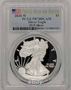 2020 W Silver Eagle Proof $1 PCGS PR70DCAM First Day of Issue