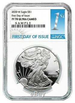 2020 W Silver Eagle Proof NGC PF70 UC First Day Of Issue Label PRESALE