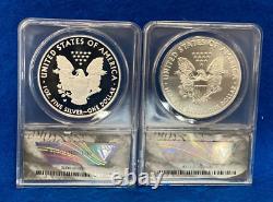 2020 W Silver Proof + UNC Eagle 2 Coin Set ANACS PR70 MS70