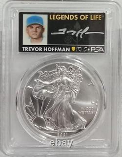 2021 $1 American Silver Eagle 1oz PCGS MS70 FDOI Legends of Life Trevor Hoffman