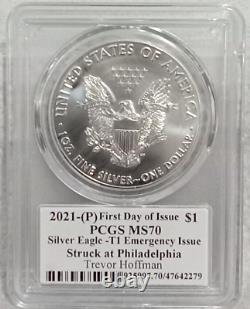 2021 $1 American Silver Eagle 1oz PCGS MS70 FDOI Legends of Life Trevor Hoffman