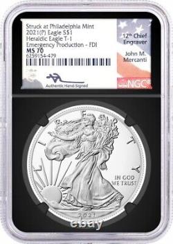 2021 $1 (P) Silver Eagle Type 1 Struck at Philadelphia NGC MS70 FDOI Mercanti