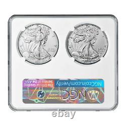 2021 $1 T1 and T2 Silver Eagle Set NGC MS70 First and Final Production 35th Anni