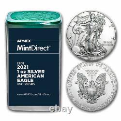 2021 1 oz American Silver Eagles (20-Coin MintDirect Tube) SKU#218585