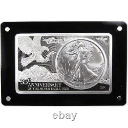 2021 35th Anniversary American Silver Eagle Coin & Bar Set Type 2 BU 3 oz Silver