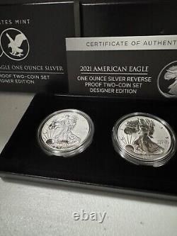 2021 American Eagle One Ounce Silver Reverse Proof Two Coin Set Designer Edition