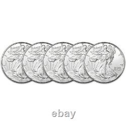 2021 American Silver Eagle 1 oz $1 BU Five 5 Coins