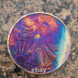 2021 American Silver Eagle Monster Blue Toned Toning ASE Rainbow Toned