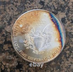 2021 American Silver Eagle Monster Blue Toned Toning ASE Rainbow Toned