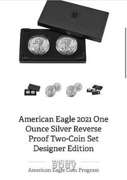 2021 American Silver Eagle Reverse Proof Two Coin Set Designer Edition 2 Oz