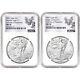 2021 American Silver Eagle T1 T2 Set NGC MS70 First and Last Day of Production