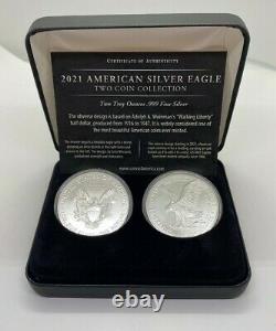 2021 American Silver Eagle Two Coin Collection Type 1 & Type 2 Reverses