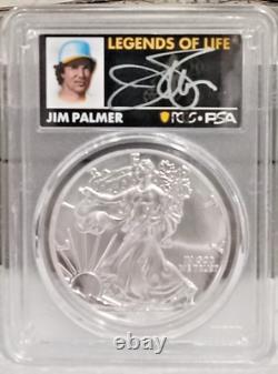 2021 (P) $1 American Silver Eagle 1oz PCGS MS70 FDOI Jim Palmer H. O. F