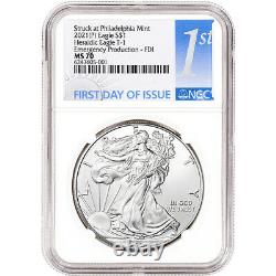 2021-(P) American Silver Eagle NGC MS70 First Day Issue Emergency Production