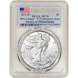 2021 (P) American Silver Eagle PCGS MS70 First Strike Flag Emergency Issue