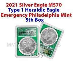 2021 (P) Silver Eagle Emergency Type 1 PCGS MS70 5th Box