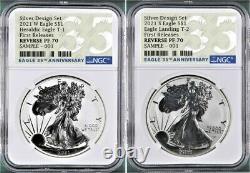 2021 REVERSE PROOF SILVER EAGLE 2 COIN DESIGNER SET, NGC REV PF 70 FR, 35th