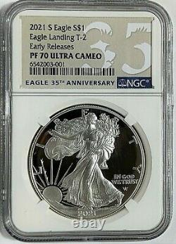 2021-S $1 SILVER EAGLE LANDING T-2 NGC PF70 Ultra Cameo Early Releases