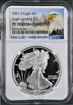 2021 S Proof Silver Eagle, Type 2, Ngc Pf70uc, Eagle/mtn Label
